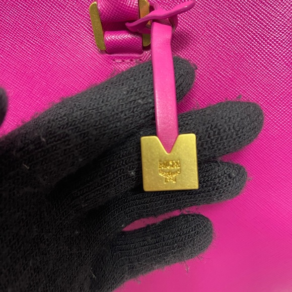 Five (5) Compartments MCM Fuchsia Satchel Bag - Picture 4 of 14